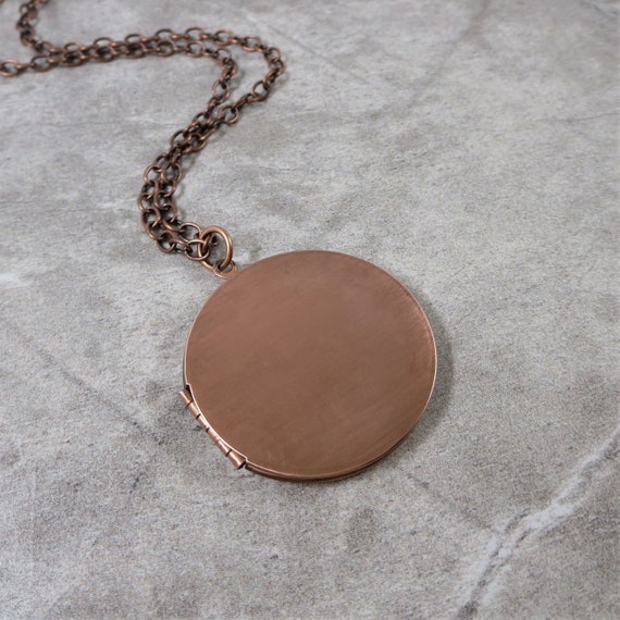 Copper Locket, Copper Necklace, Antiqued Copper, … - image 1