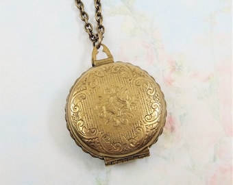 Vintage 4 Photo Locket, Round Locket, Victorian Locket, Jewelry, Gift