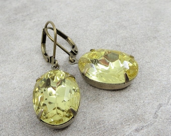 Yellow Earrings Spring Earrings Citrine Earrings Vintage Glass Jewels Jewelry Gift