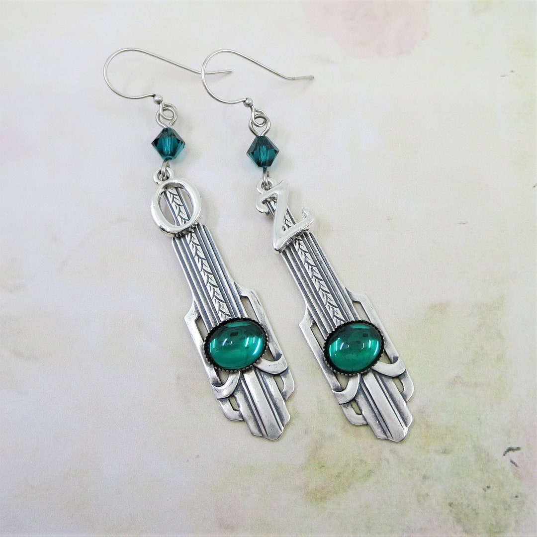 Wizard of Oz Earrings Emerald Green Art Deco Earrings OZ Jewelry Gift ...