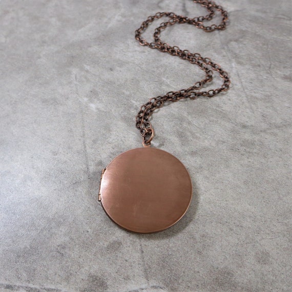 Copper Locket, Copper Necklace, Antiqued Copper, … - image 3