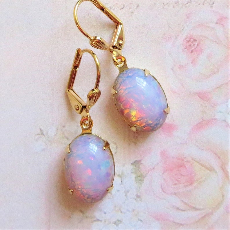 Pink Fire Opal Glass Earrings Harlequin Opal Earrings Jewelry - Etsy
