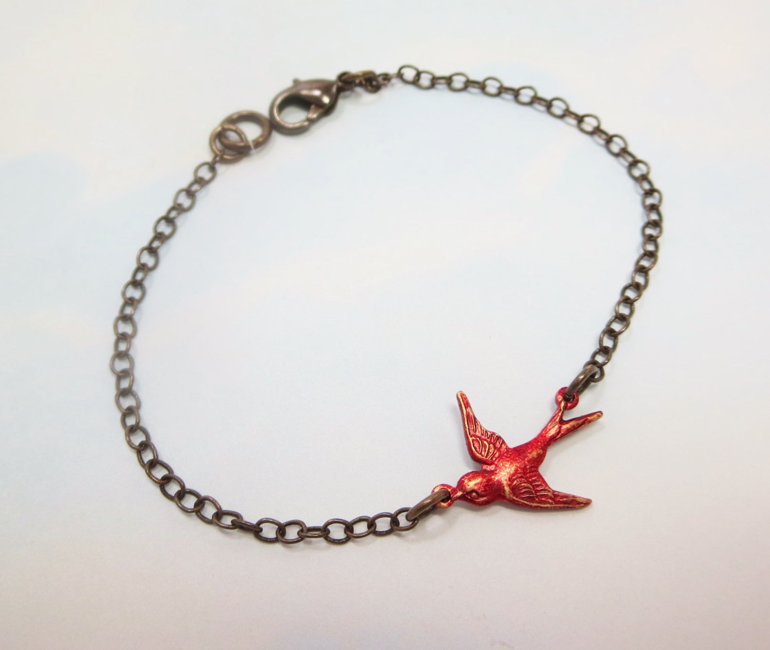 Red Bird Bracelet Flying Sparrow Redbird Cardinal Jewelry Gift Etsy