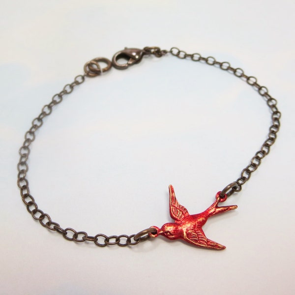 Red Bird Bracelet Flying Sparrow Redbird Cardinal Jewelry Gift