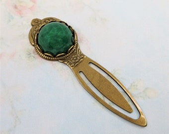 Glass Bookmark Book Mark Vintage Jade Green Glass Jewel Books Booklover Gift Victorian Book Lover Gift
