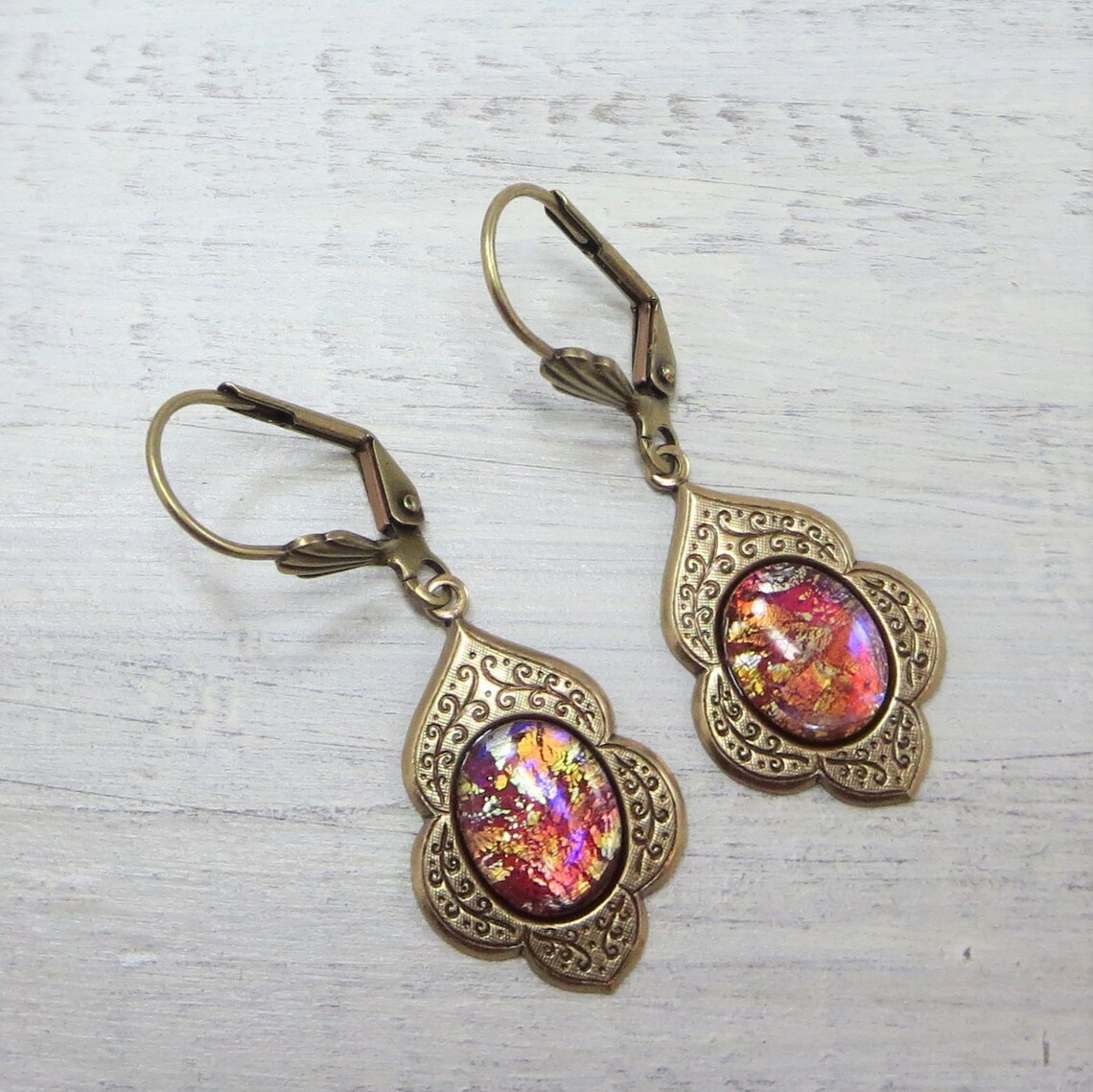 Red fire opal earrings Clearance