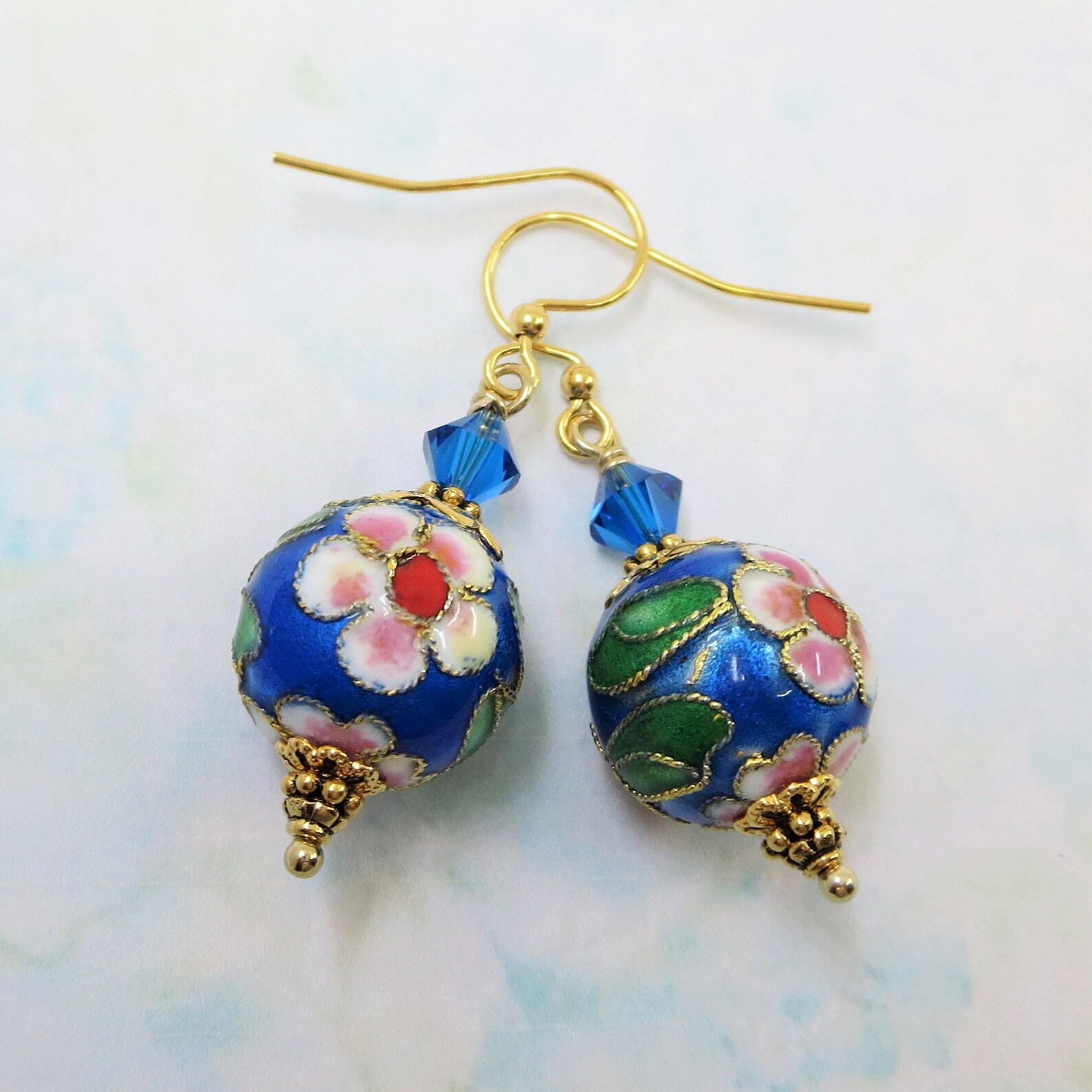 Cloisonne Earrings Vintage Chinese Cloisonne Beaded Earrings Etsy
