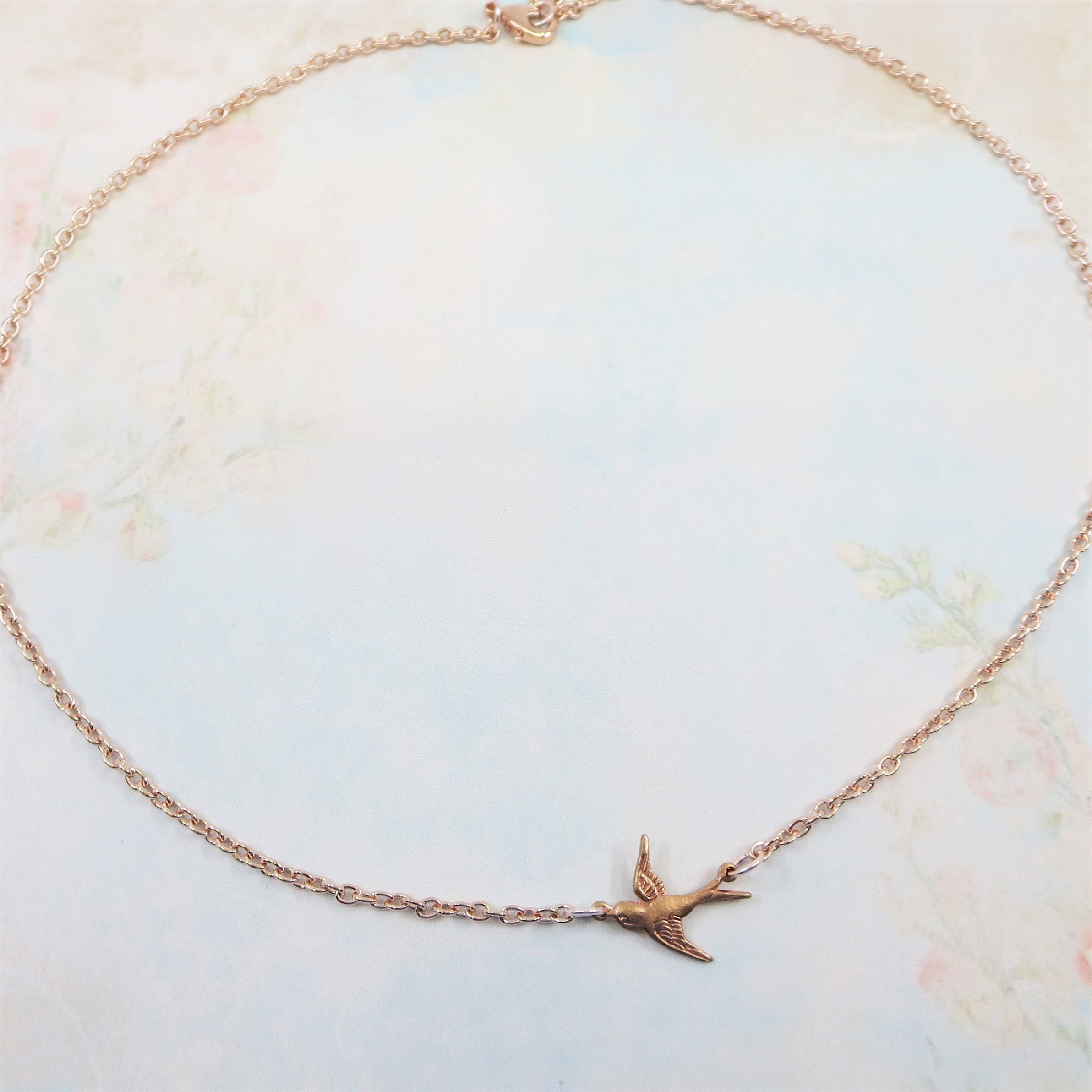 Rose gold bird necklace Clearance