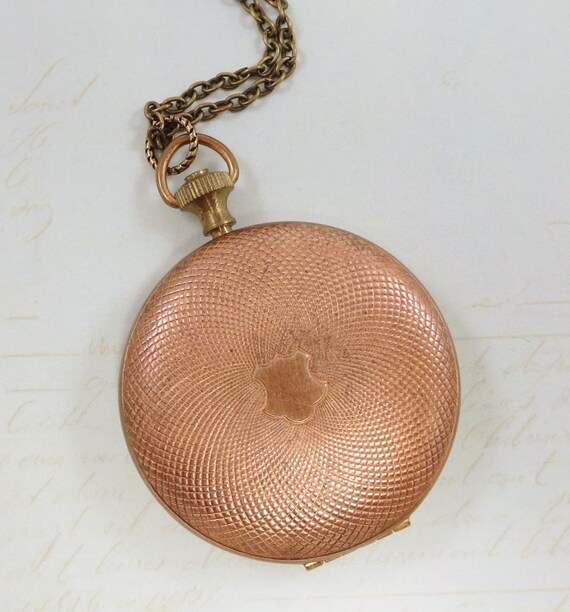 Pocket Watch Locket Pendant Necklace Vintage Brass Locket Etsy