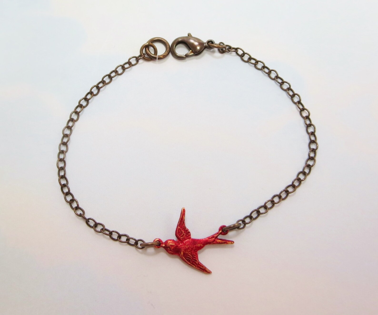Red Bird Bracelet Flying Sparrow Redbird Cardinal Jewelry Gift Etsy