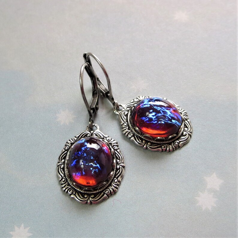 Dragon's Breath Earrings Mexican Opal Earrings Glass Mexican Opal Earrings Gothic Jewelry image 3