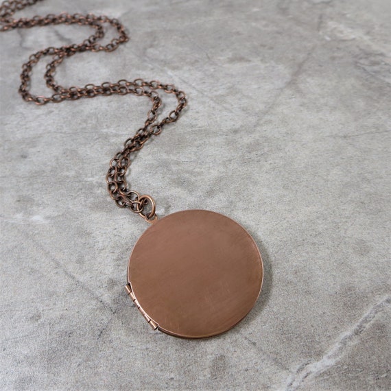 Copper Locket, Copper Necklace, Antiqued Copper, … - image 2