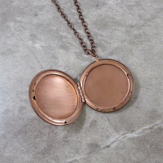 Copper Locket, Copper Necklace, Antiqued Copper, … - image 4