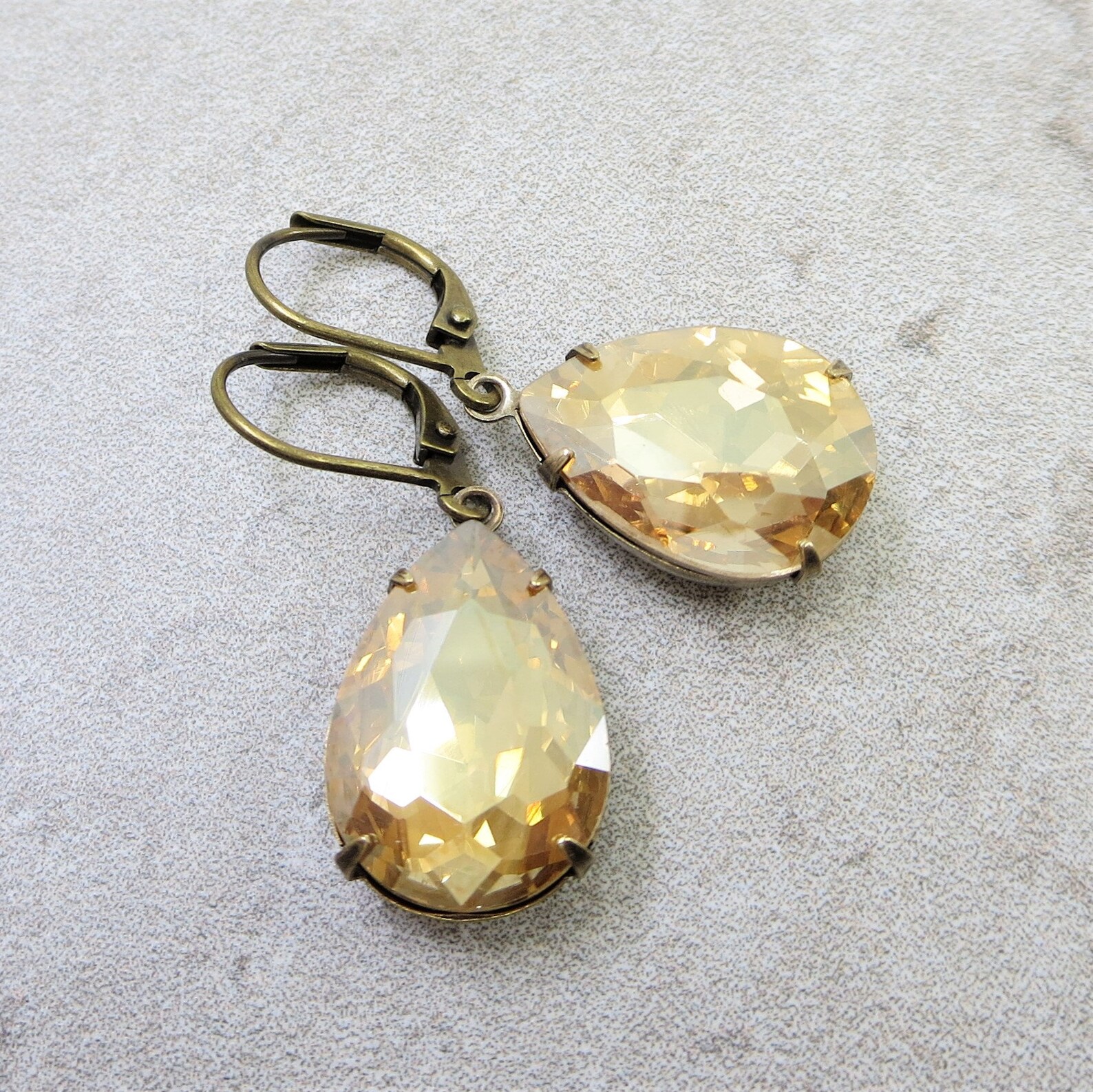 Champagne Coin Crystal Earrings