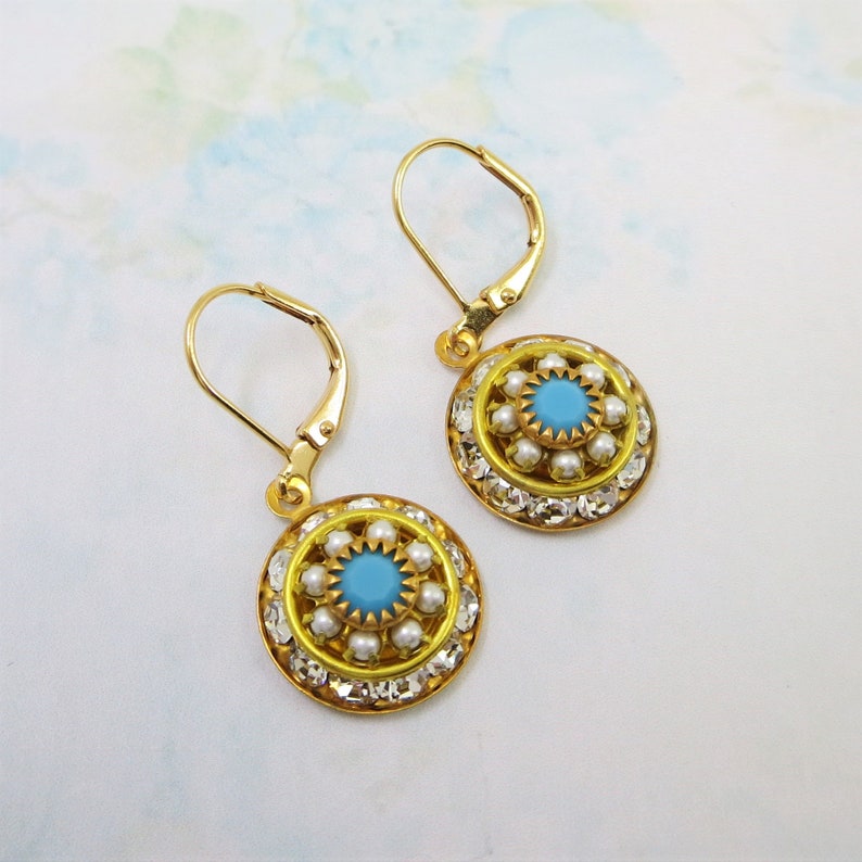 Turquoise Cheap mail order sales Blue Sale Earrings Rhines Crystal