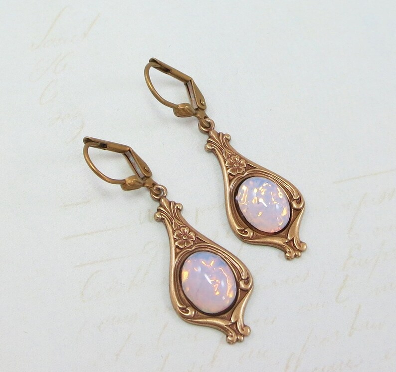 White Opal Earrings White Fire Opal Earrings Art Deco Victorian Bridal Wedding Jewelry October Birthstone Gift