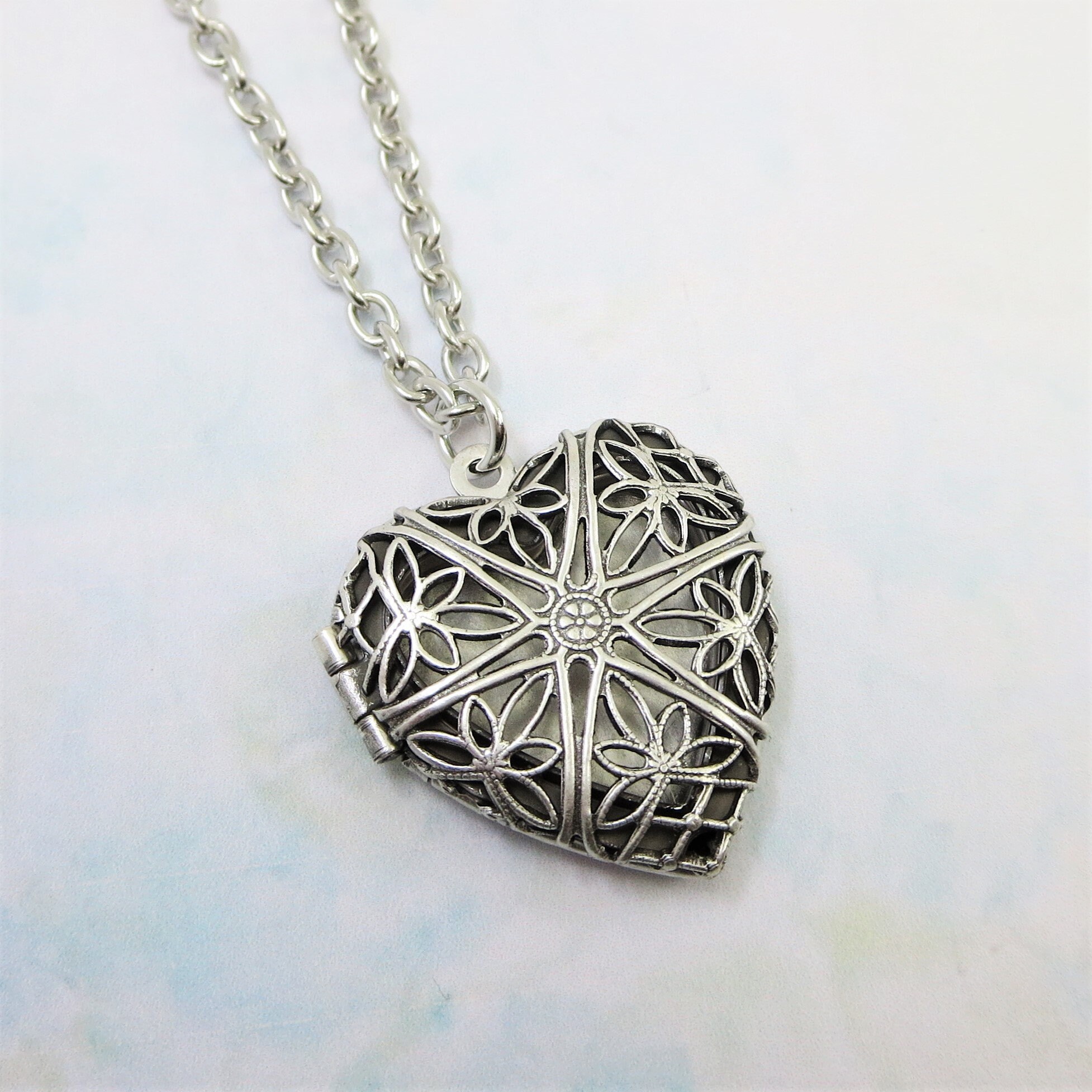 Heart Locket Silver Heart Locket Filigree Heart Locket Etsy