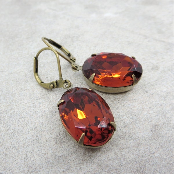 Madeira Topaz Earrings Crystal Earrings Topaz Earrings Vintage Glass Jewels November Birthstone Jewelry Gift