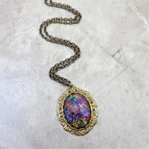 Black Opal Necklace Pendant Large Black Fire Opal Pendant - Etsy