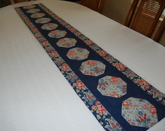 Blue Paisley Floral Table Runner