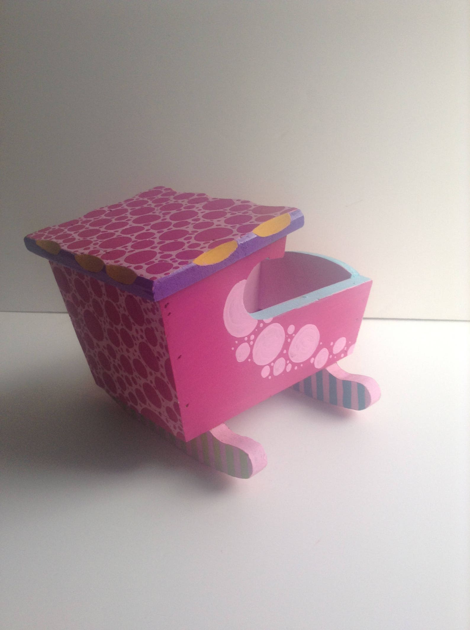 Hand Painted Wooden Doll Cradle Etsy