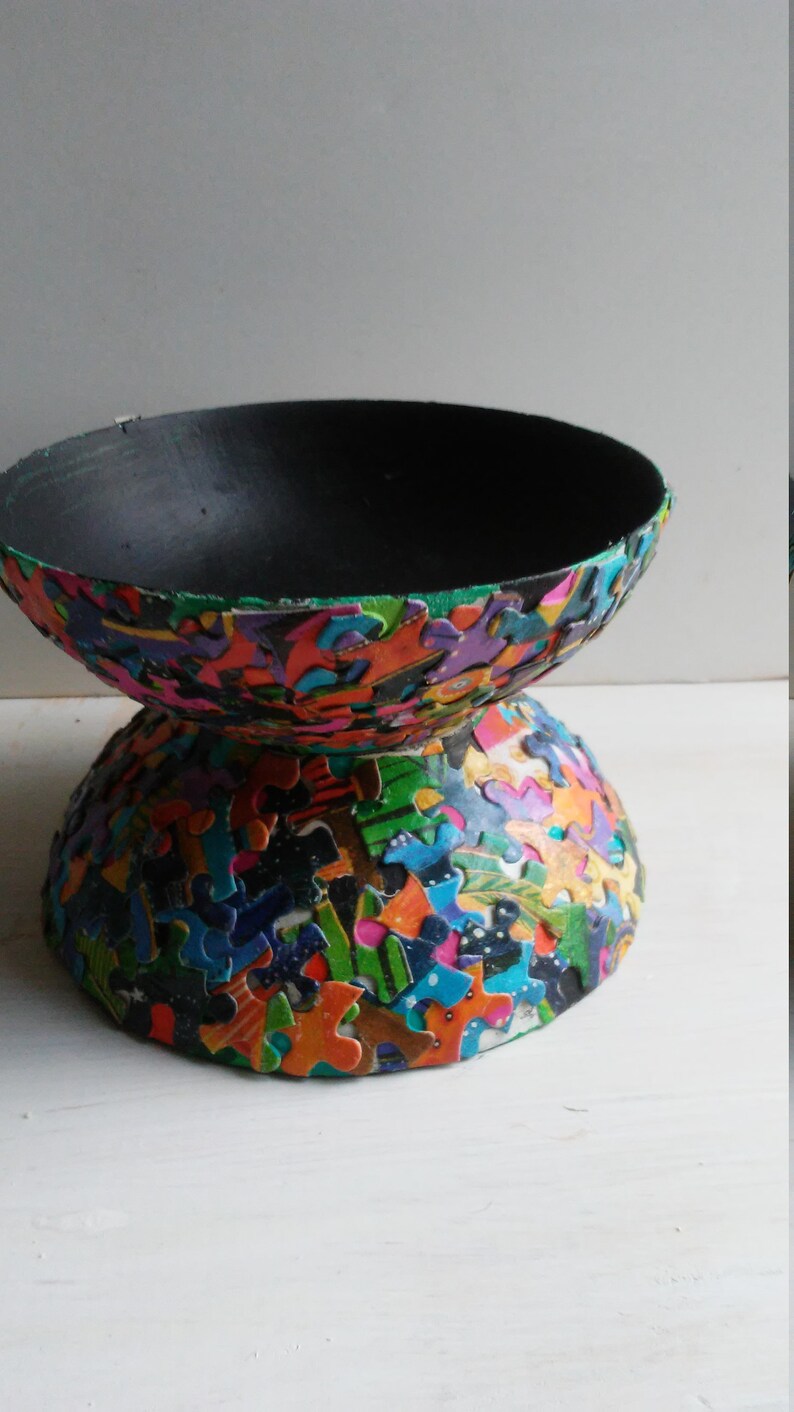 Multi Colored Pastel Jigsaw Puzzle Bowl Etsy New Zealand