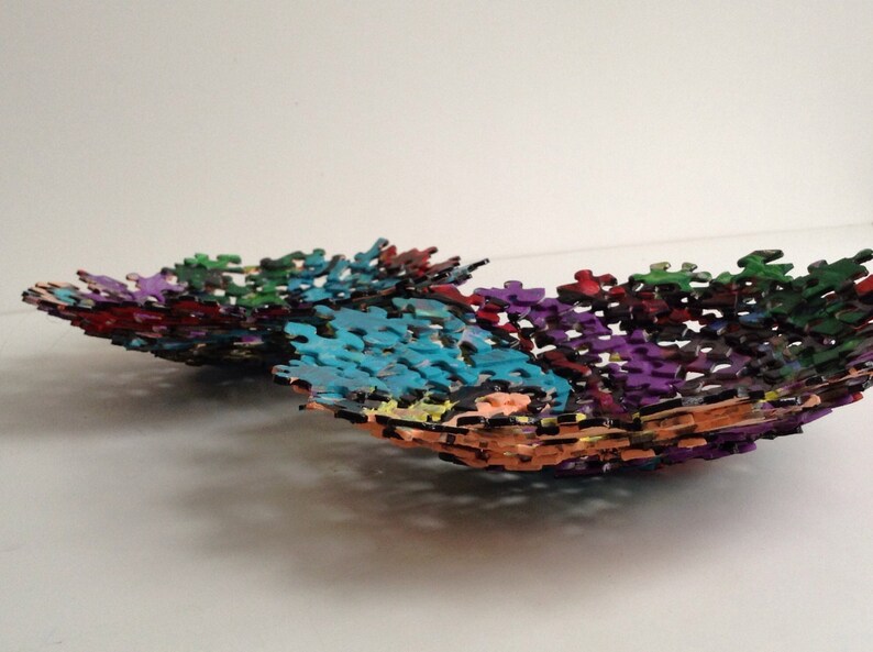 Multi Colored Jigsaw Puzzle Bowls Etsy