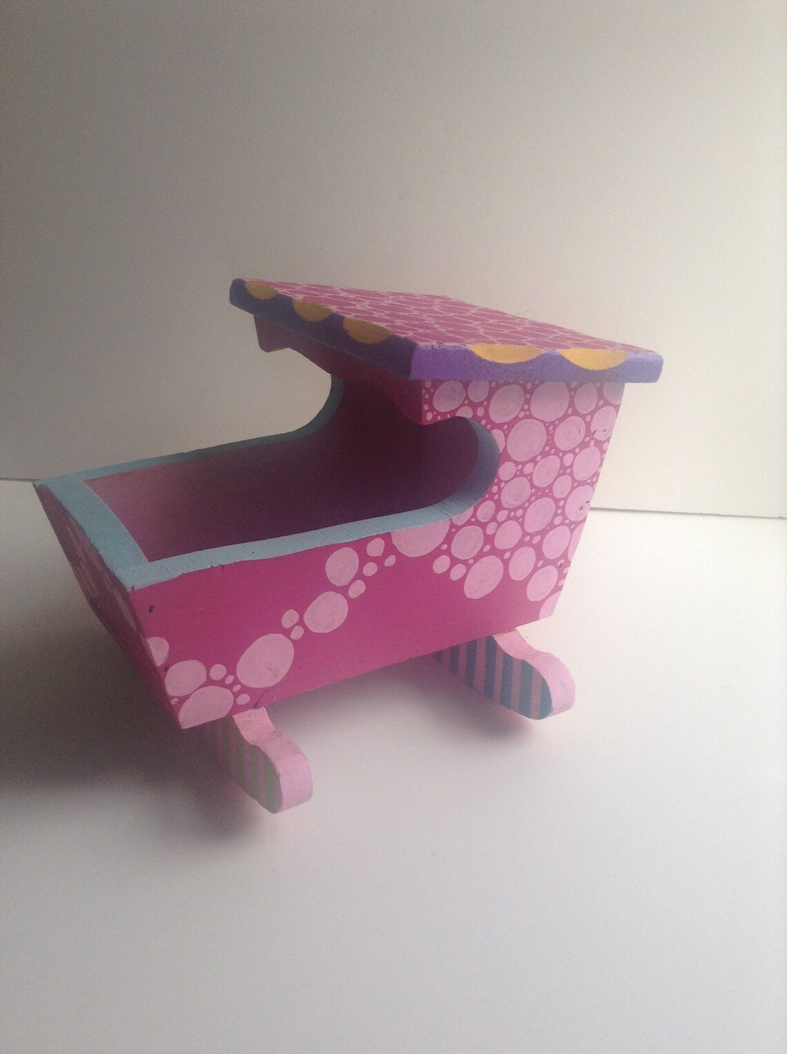 Hand Painted Wooden Doll Cradle Etsy