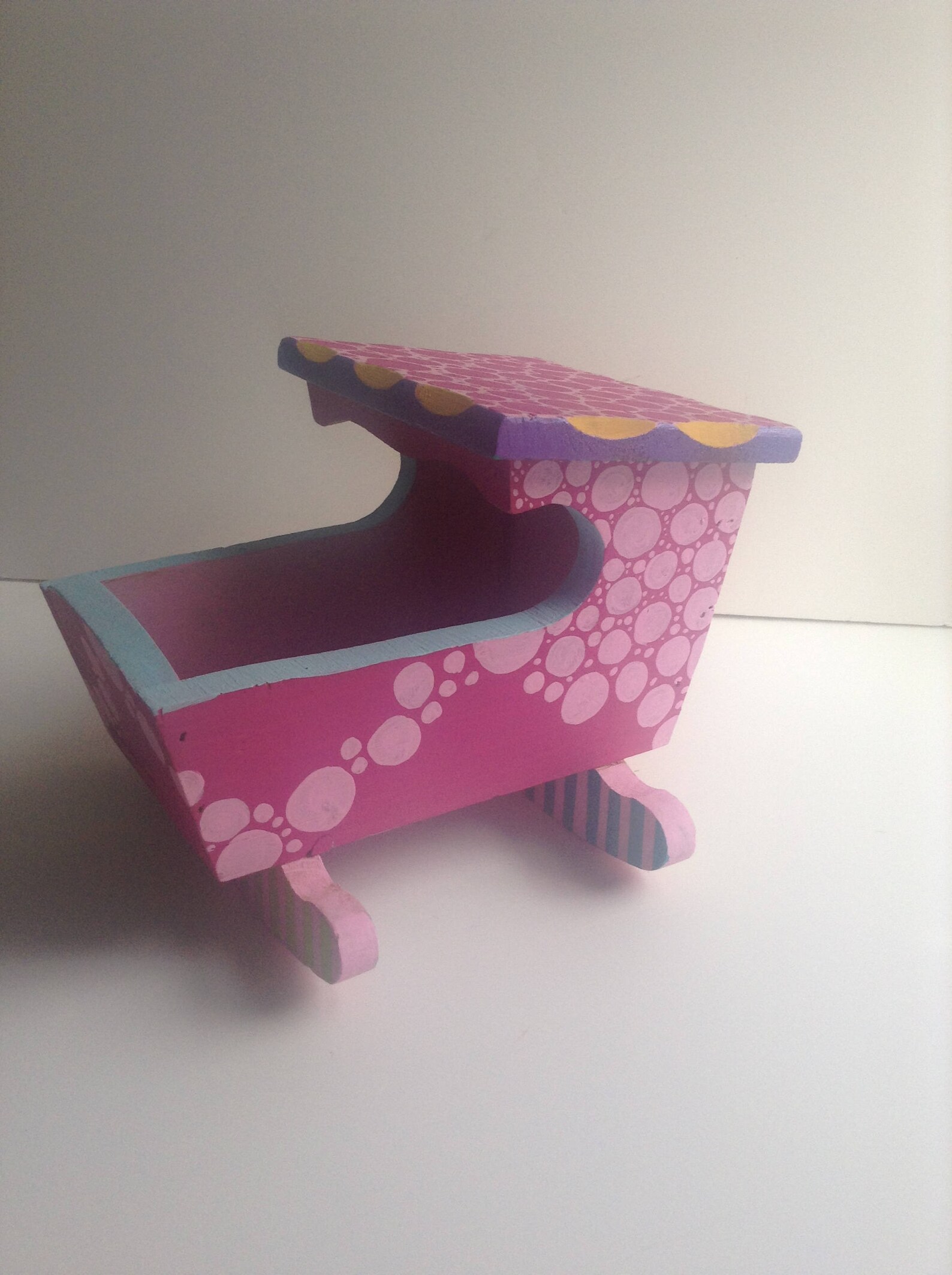 Hand Painted Wooden Doll Cradle Etsy