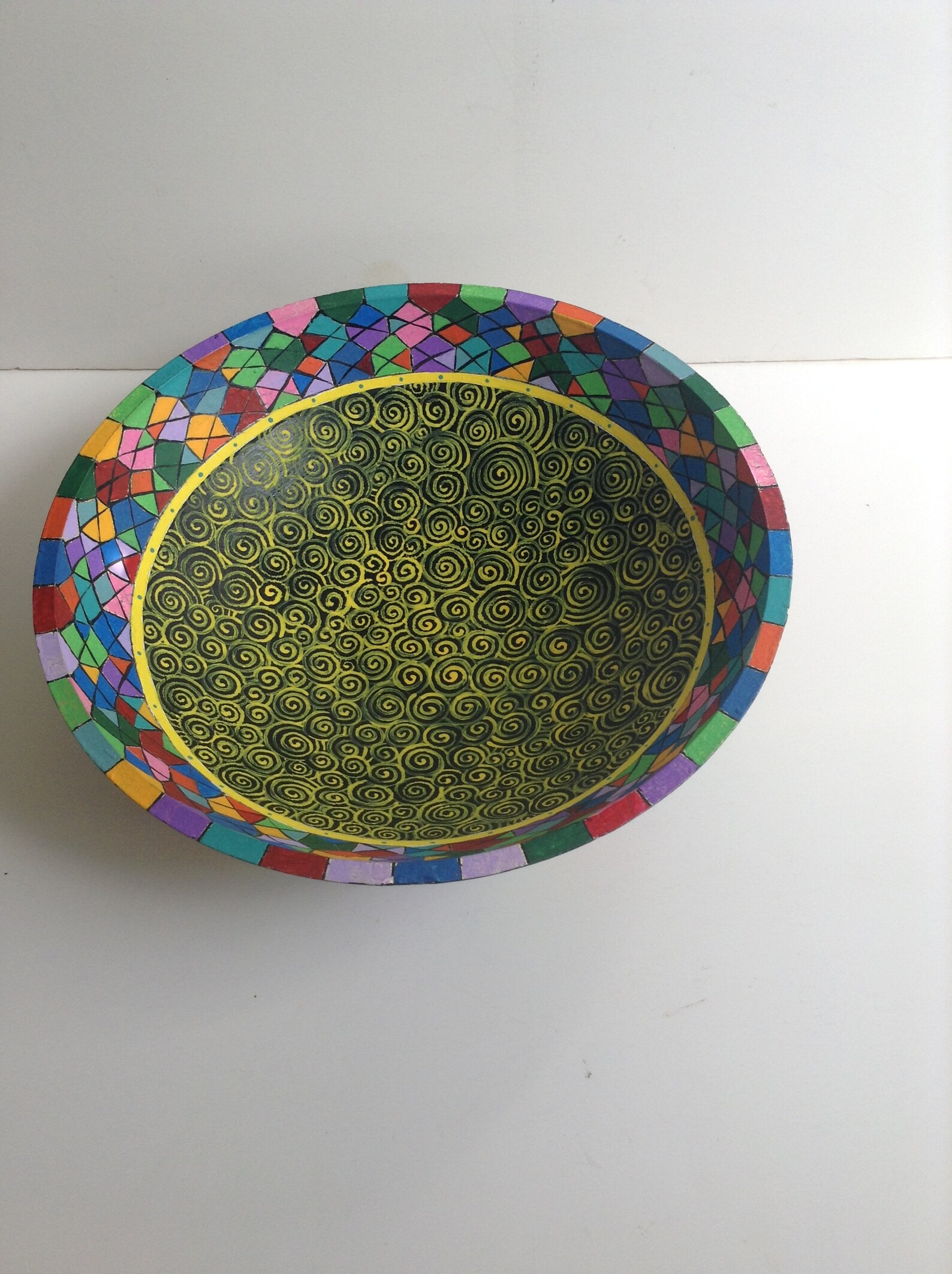 Large Hand Painted Wooden Bowl - Etsy