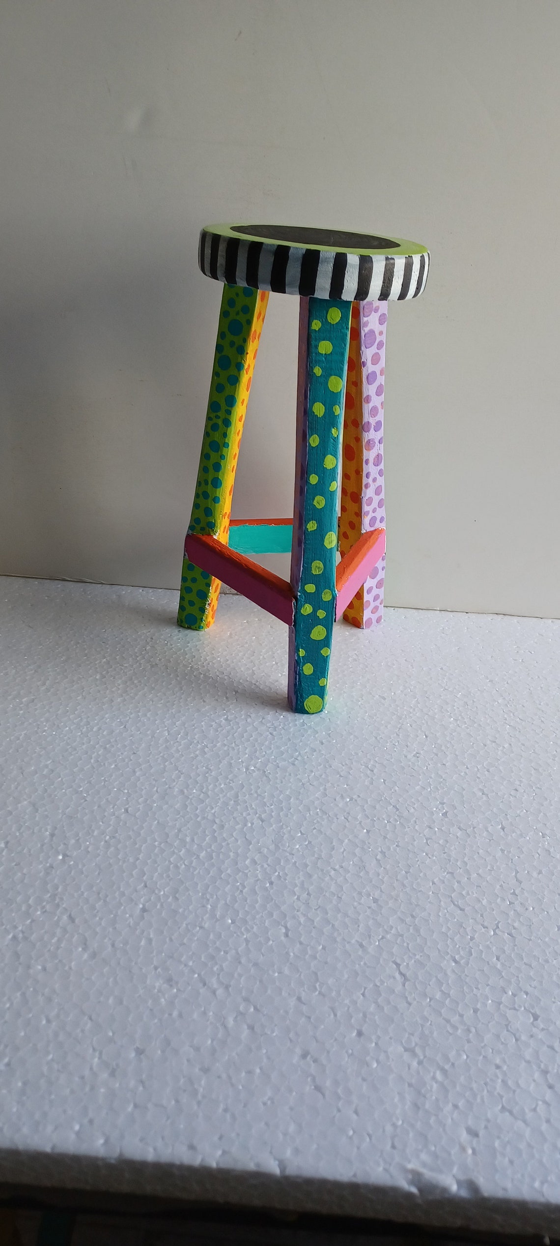 Hand Painted Wooden Plant Stand Etsy