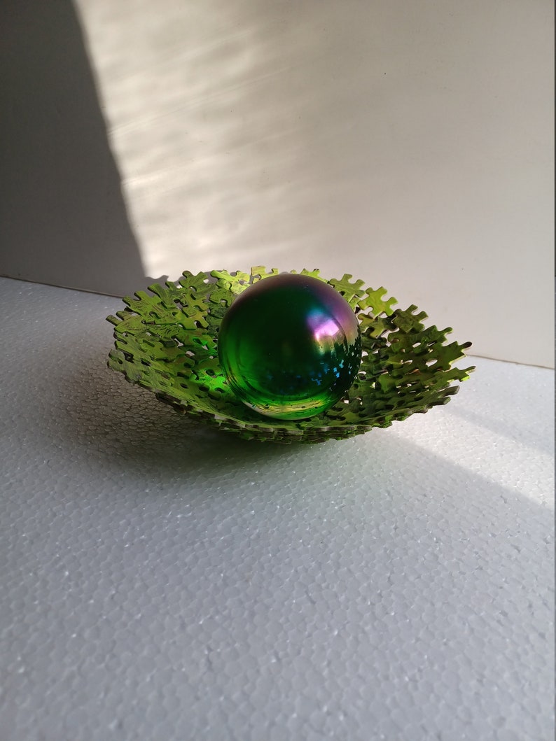 Lime Green Jigsaw Puzzle Bowl Etsy