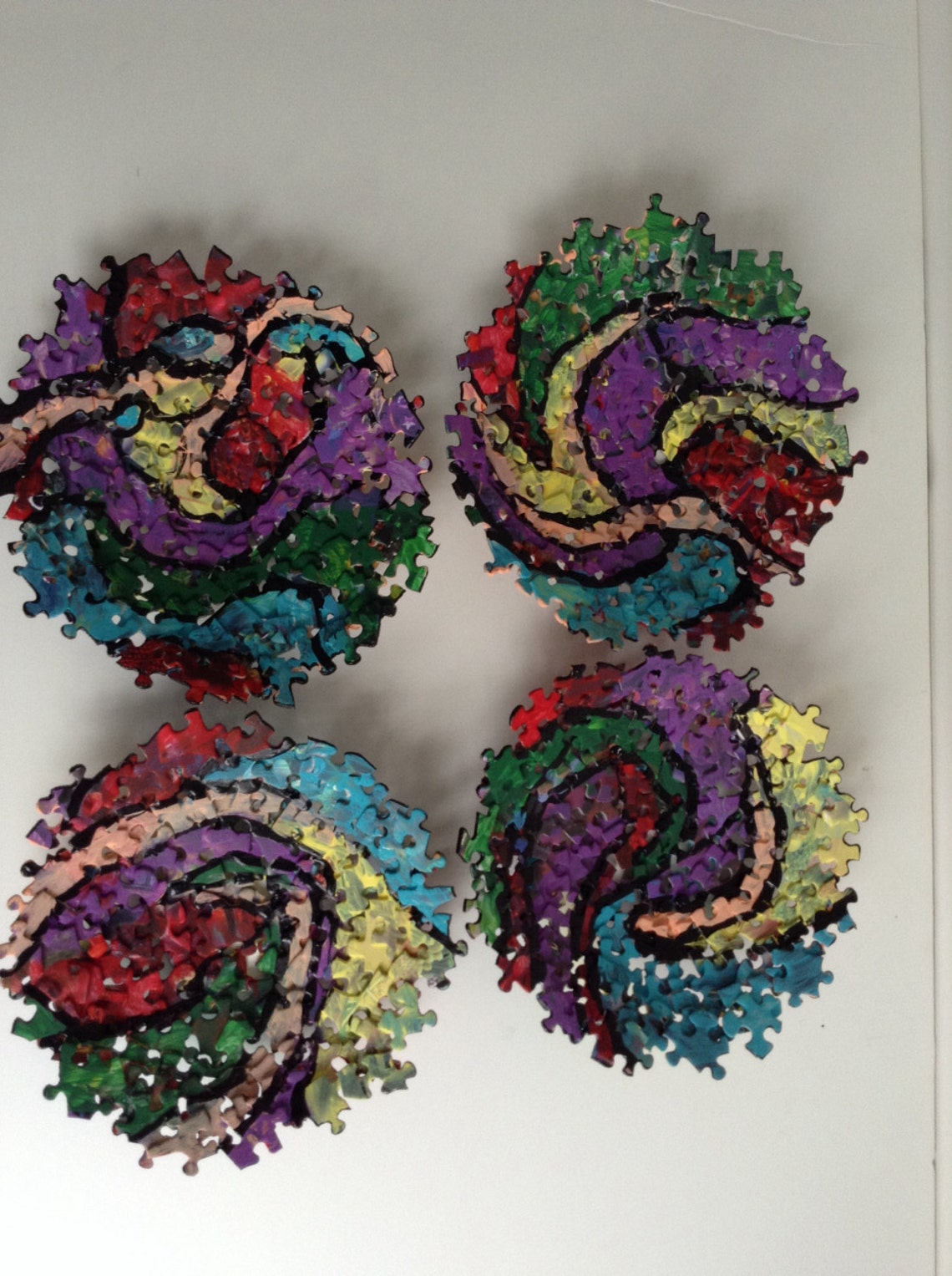 Multi Colored Jigsaw Puzzle Bowls Etsy