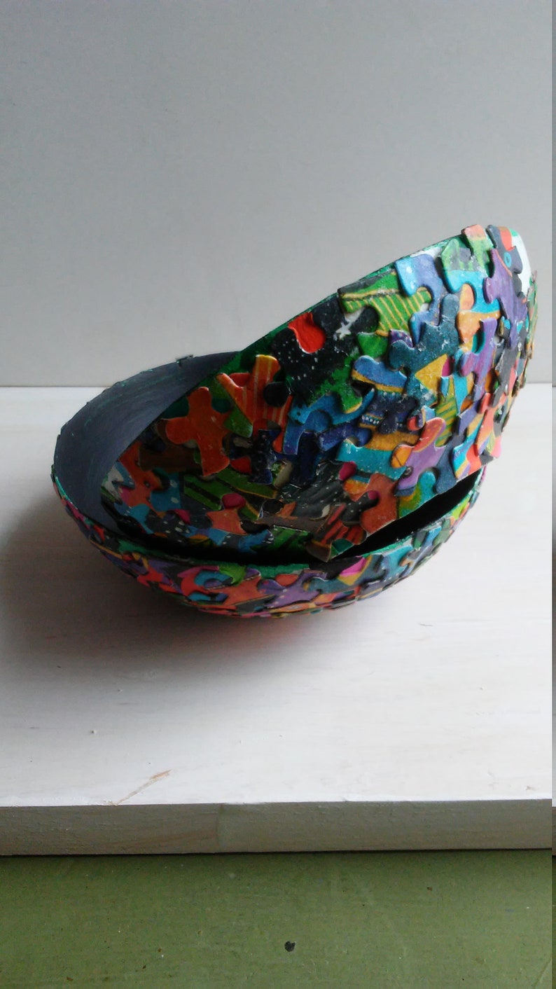 Multi Colored Pastel Jigsaw Puzzle Bowl Etsy New Zealand