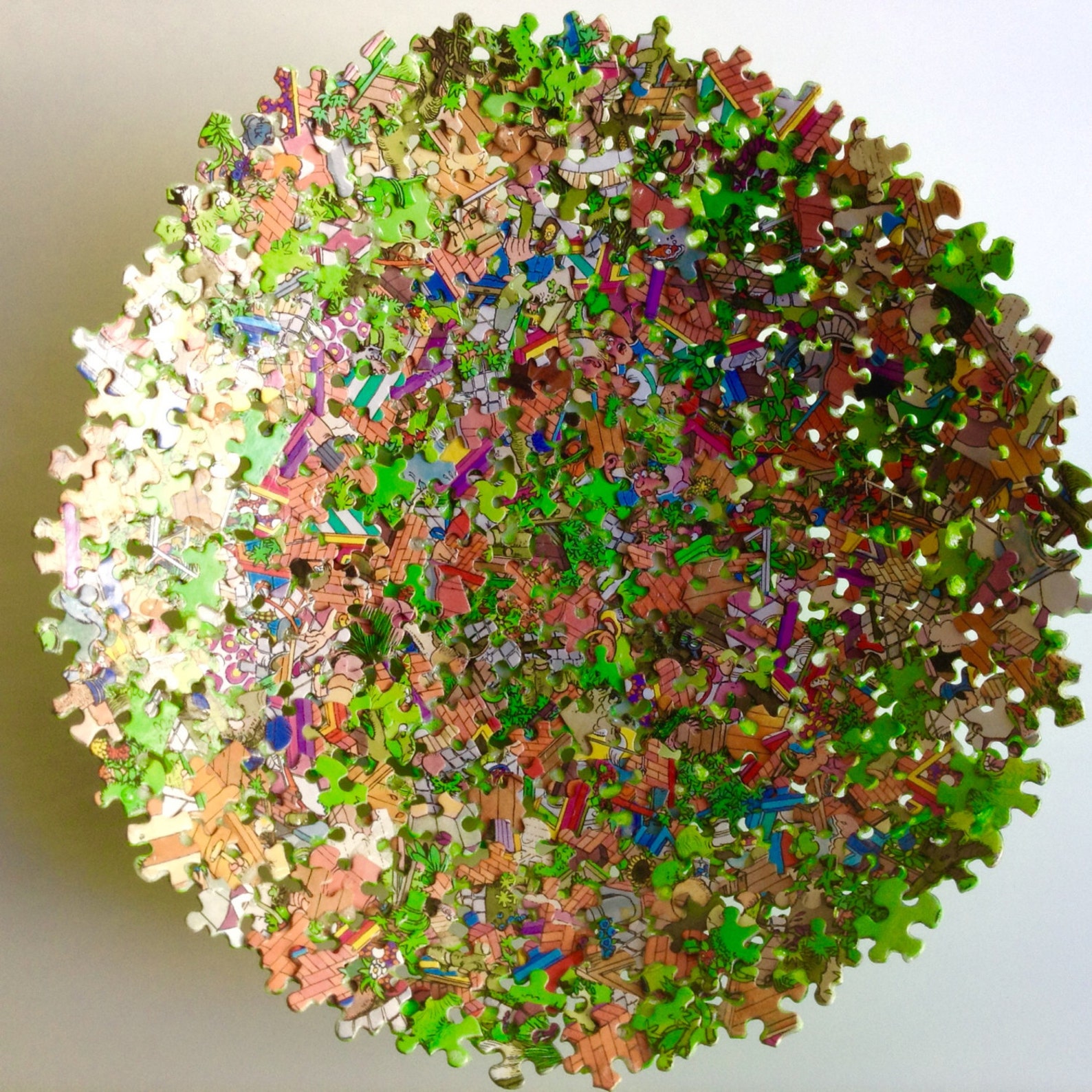 Large Multi Colored Jigsaw Puzzle Bowl Etsy