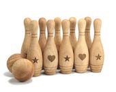 Personalized Wooden Toy - Bowling Game Set for Baby, Personalized Bowling Pins with Ball, Personalized Baby First Christmas Gift
