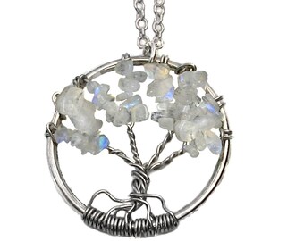 Tree of life Moon Stone Necklace