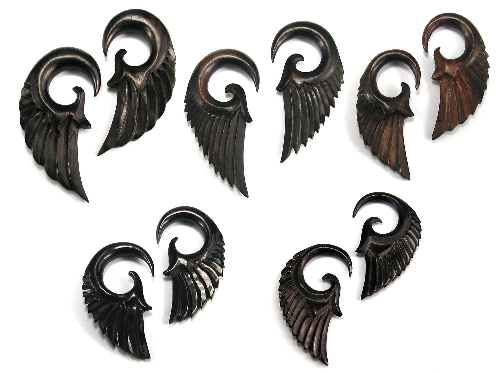 4mm 6 Gauge Wing Taper Earrings Gauged Wood Taper Earrings Etsy