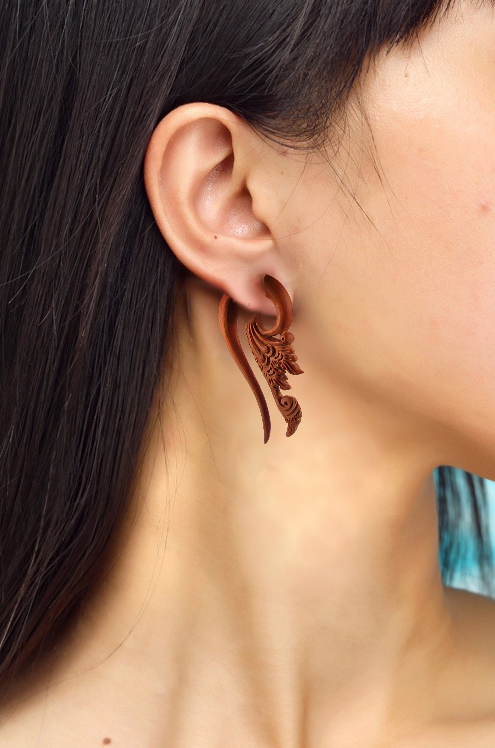 10mm 00gauge Wood Earrings Hangers Taper Wood Gauges Boho Etsy