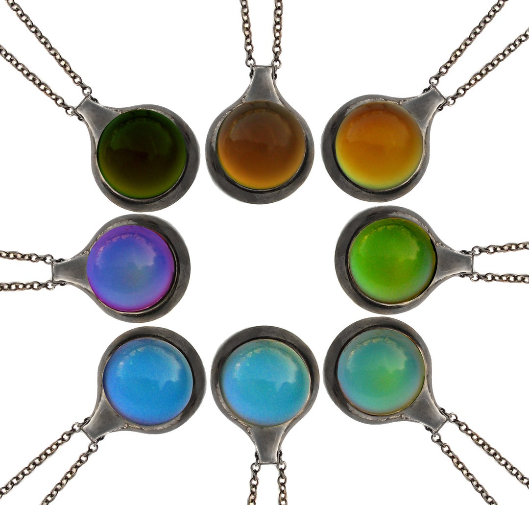 Gunmetal Mood Pendant, Mood Necklace, Mood Jewelry, Color Changing