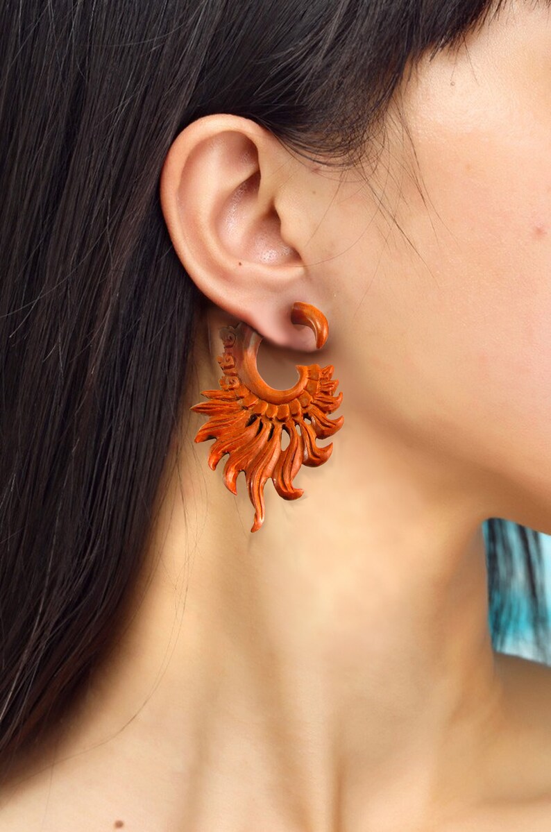 8mm 0gauge Wood Wing Ear Hangers Saba Wood Earring hangers Etsy