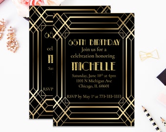 65th birthday invitations etsy