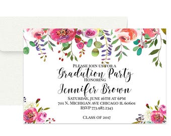 floral graduation graduation invites graduation ceremony etsy