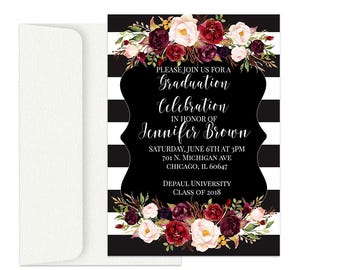 floral graduation graduation invites graduation ceremony etsy