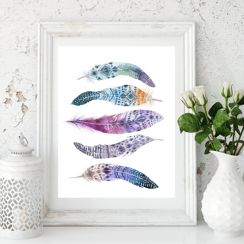 Feathers Wall Art Feathers Printable Feathers Print Etsy