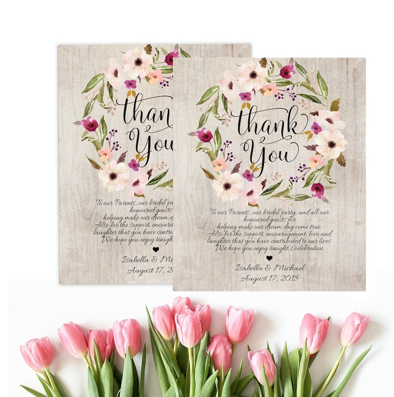 marsala thank you floral boho placement card placement cards thank you place card Boho wedding boho thank you cards boho place cards