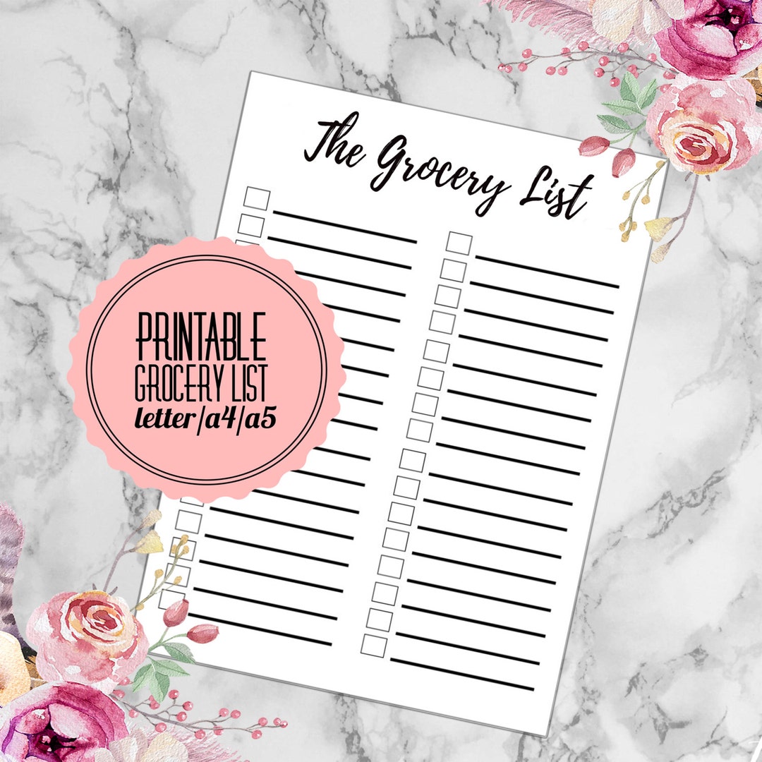 Printable Groceries Shopping List Pdf Grocery Notepad Etsy