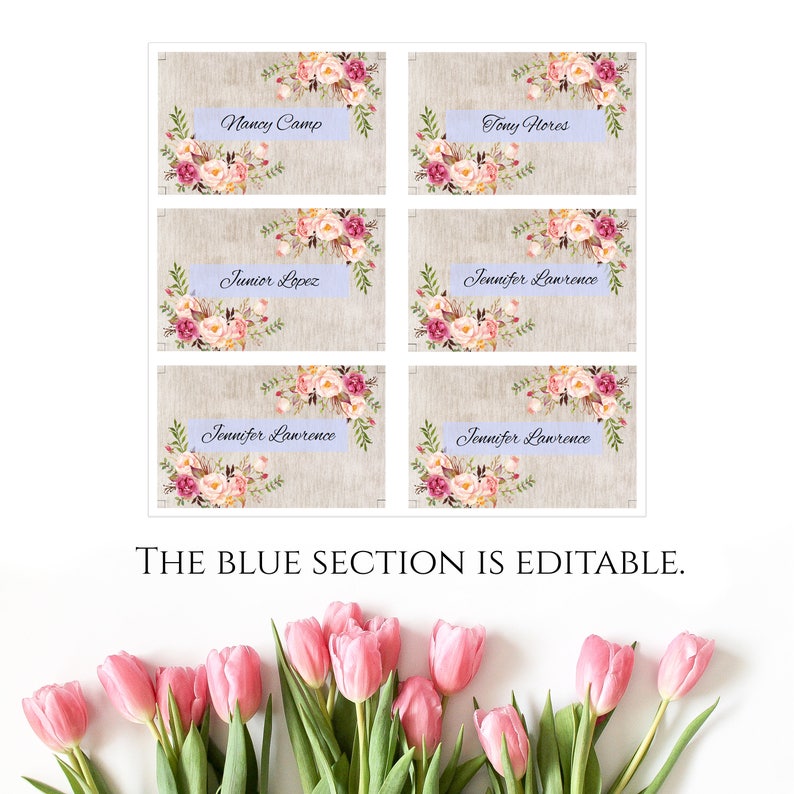 Boho Place Cards Placement Template Name Card Template Flat Etsy