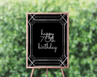 70 Years Blessed Banner 70 Birthday Banner 70 Party Decorations 70 Gold ...