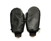 Custom Black Leather Mittens - Designed right from your hand print!